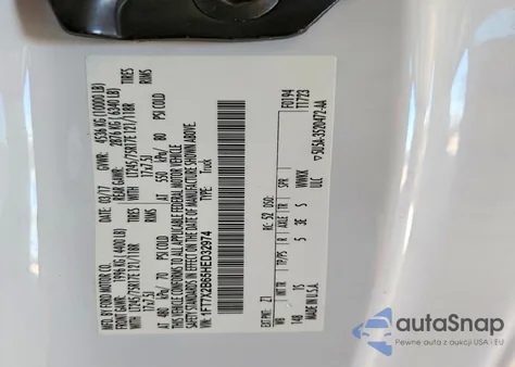 2017 Ford F250 Super Duty из США, поврежденный, VIN 1FT7X2B65HED32974